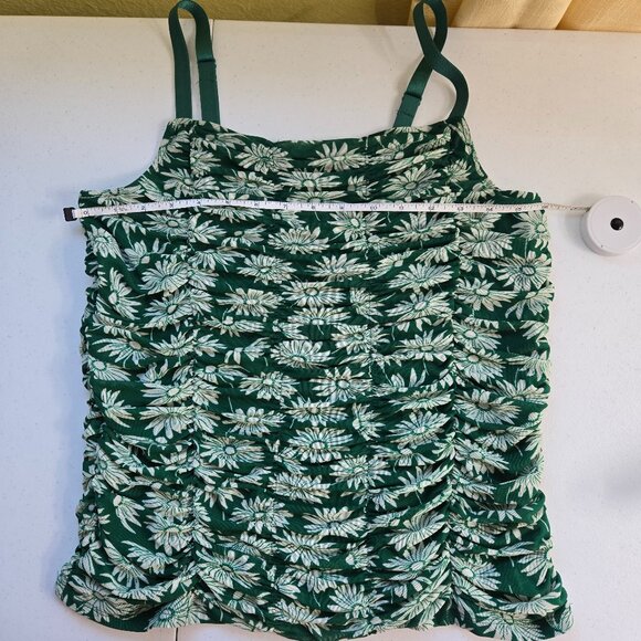 630-14 NWT Torrid Green Floral Mesh Cropped Shirred Cami Top Size 00 (10/12) NEW - Picture 12 of 15